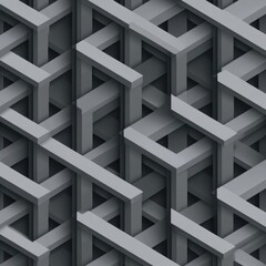 Fototapeta premium Gray Geometric Interlocking Structure: A Monochromatic 3D Pattern