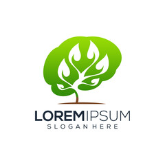 Abstract nature brain logo design
