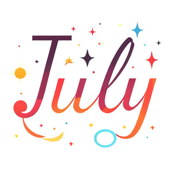 month of jily text word with stars and dots vector illustration
