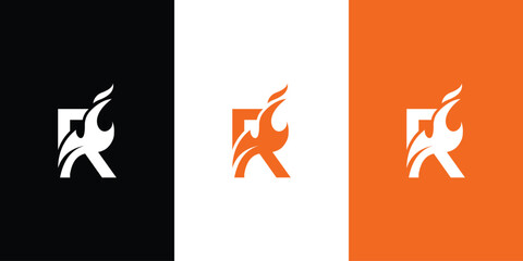 fire flame initial letter R vector design logo inspiration template	