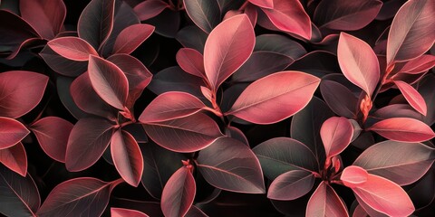 Ethereal Botanical Embrace: A close-up shot showcases the captivating beauty of clustered burgundy leaves, revealing intricate details and a touch of artistic flair.