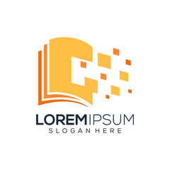 Abstract digital book logo design