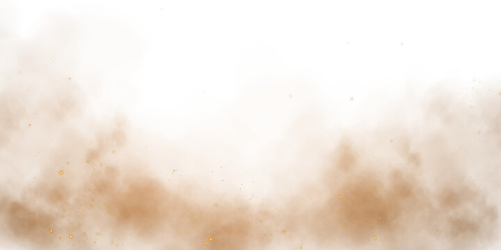 This illustration shows sand and dust particles swirling in a desert storm on a transparent background