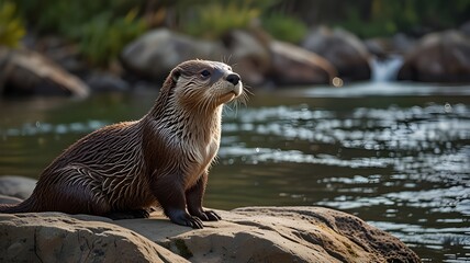 otter on the rock
