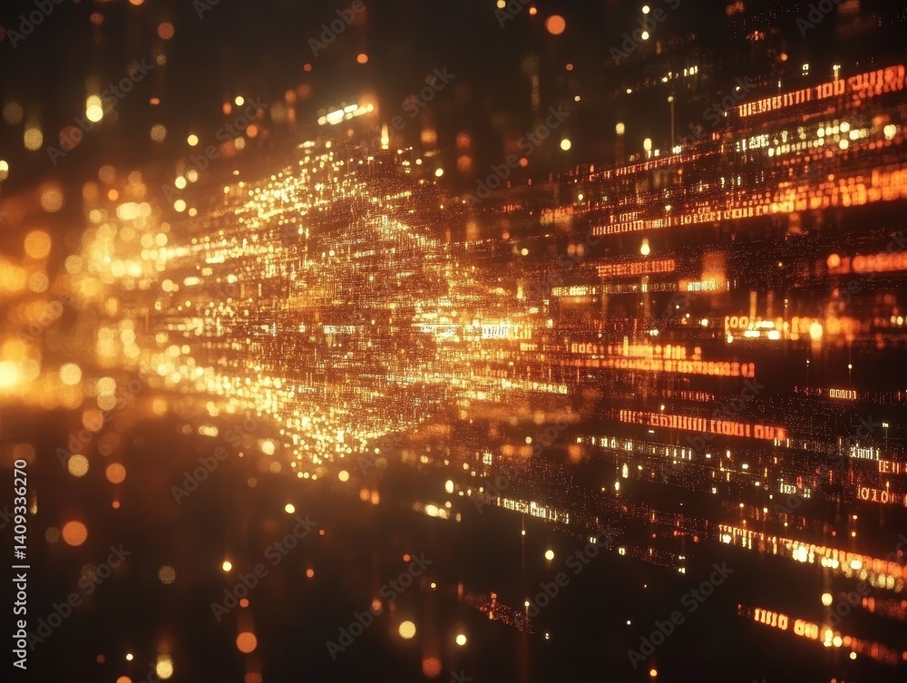 Poster digital data stream: a captivating visualization of a digital data stream, flowing dynamically with 