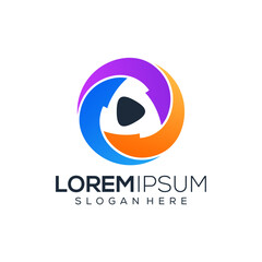Abstract colorful media play logo design