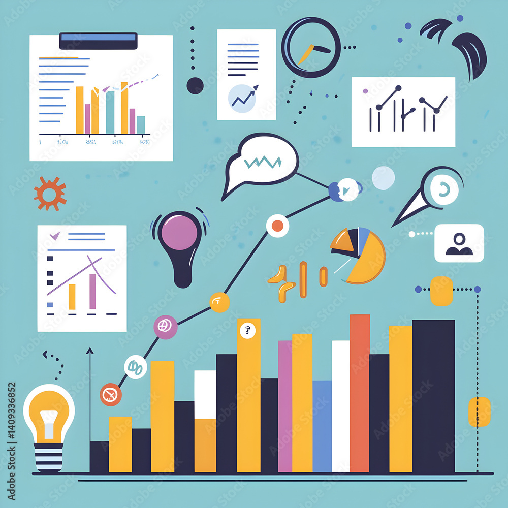 Poster data visualization infographic: a dynamic infographic presenting business data, metrics, and analyti