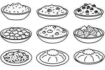 risotto line art simple elegant plate food design
