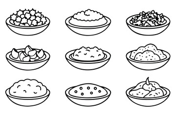 risotto line art fresh italian meal in simple form