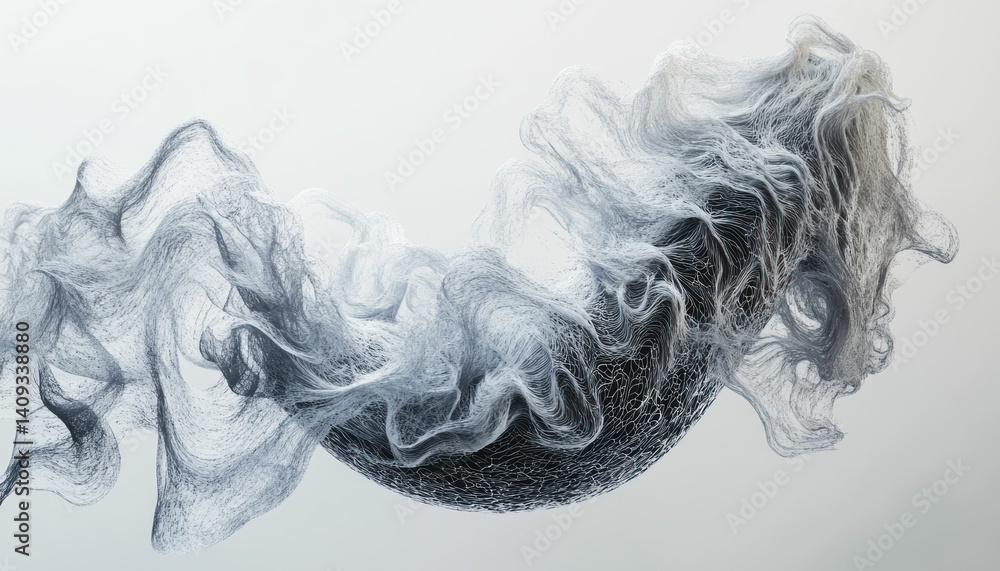 Poster abstract flowing filamentary structure against a minimalist gradient background