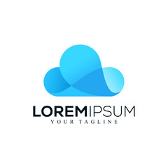 Abstract blue cloud logo design