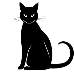 Obraz premium black cat on white background