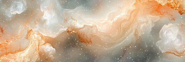 Fototapeta premium Celestial Whispers: Ethereal Nebulae with Glimmering Stars in Cosmic Canvas