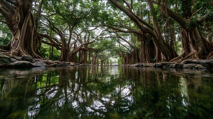 Obraz premium A tree with roots in the water 4