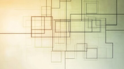 A Complex Network of Overlapping Rectangular Outlines in Shades of Black, Red, and Faded Green Creates a Modern and Intricate Geometric Design on a Softly Gradient Background.