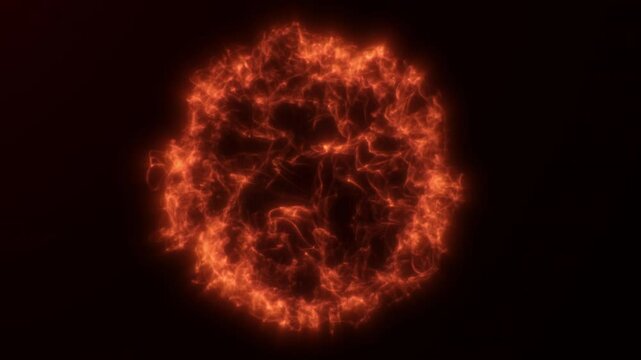 A powerful abstract fire sphere with glowing flames and dynamic swirling energy, rendered in a seamless looping motion. Ideal for fantasy visuals, magic effects