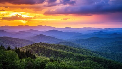 Majestic Sunset over the Blue Ridge Mountains: A Breathtaking Panorama