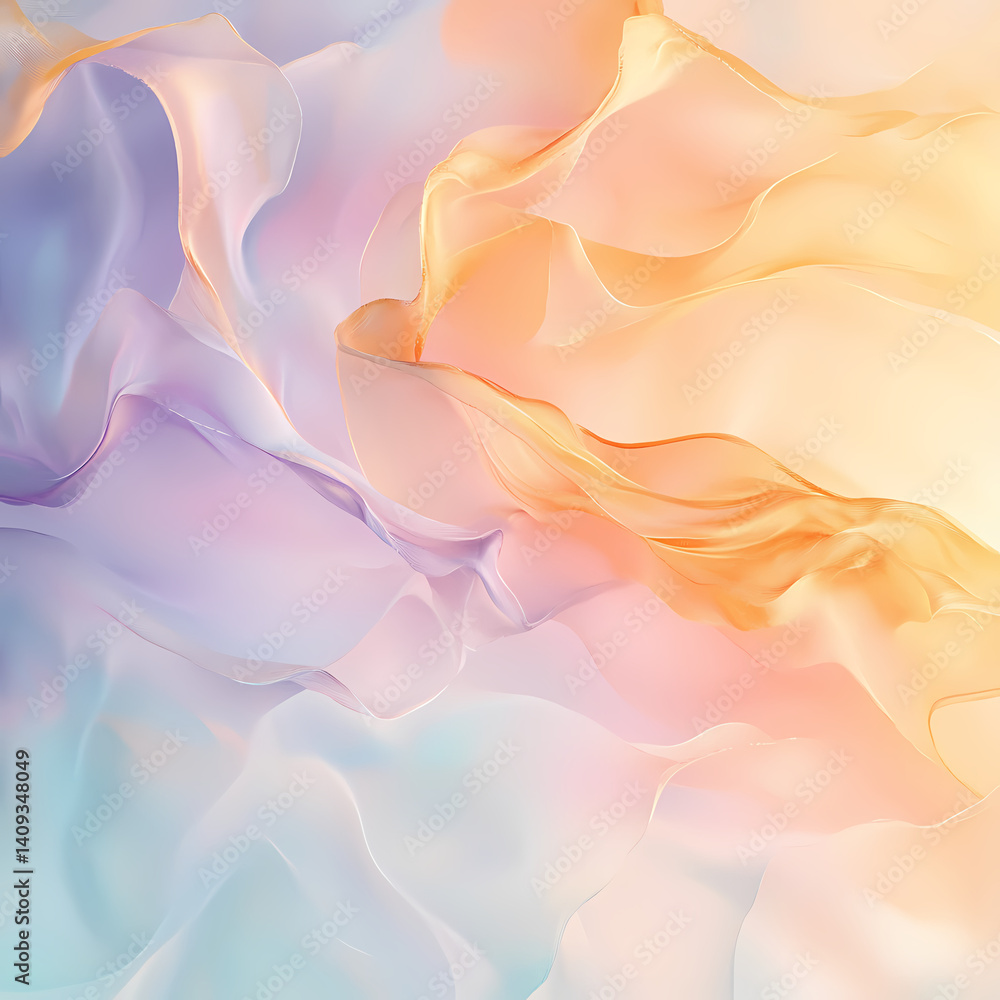 Poster soft pastel wave patterns create a calming abstract background design generative ai
