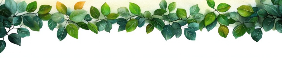 Obraz premium Green Leaves Watercolor Background with Soft Ambient Lighting for Spring and Summer Decoration