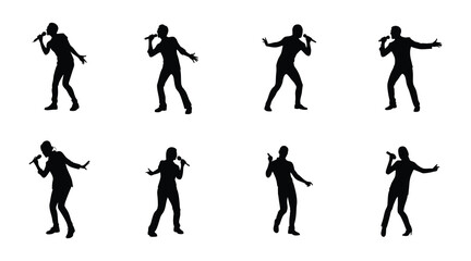 Naklejka premium Singer Silhouette Vector | Male and Female Singing Performance Illustration