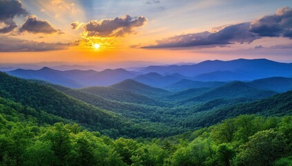 Fototapeta premium Majestic Sunset Over Blue Ridge Mountains