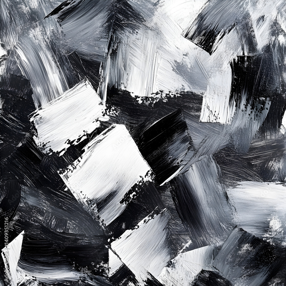 Poster monochrome brush strokes: an abstract canvas comes alive with bold black and white brush strokes, cr