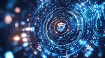 Fototapeta premium Cybersecurity Digital Lock: Futuristic Technology Abstract