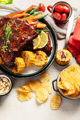 Summer BBQ or picnic food concept.