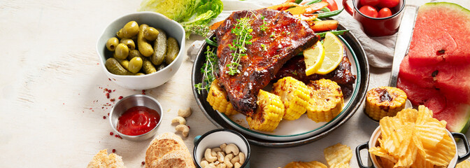 Summer BBQ or picnic food concept.