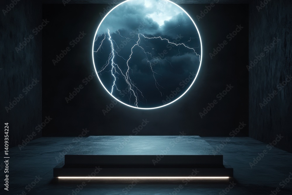 Poster mystical storm: a mesmerizing digital creation features a luminous, circular portal displaying a dra