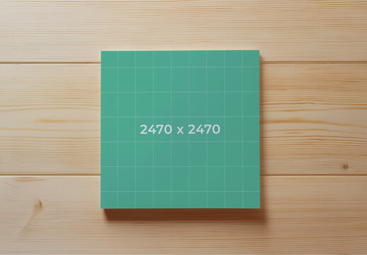 Minimal Square Format Mockup on Pine Texture