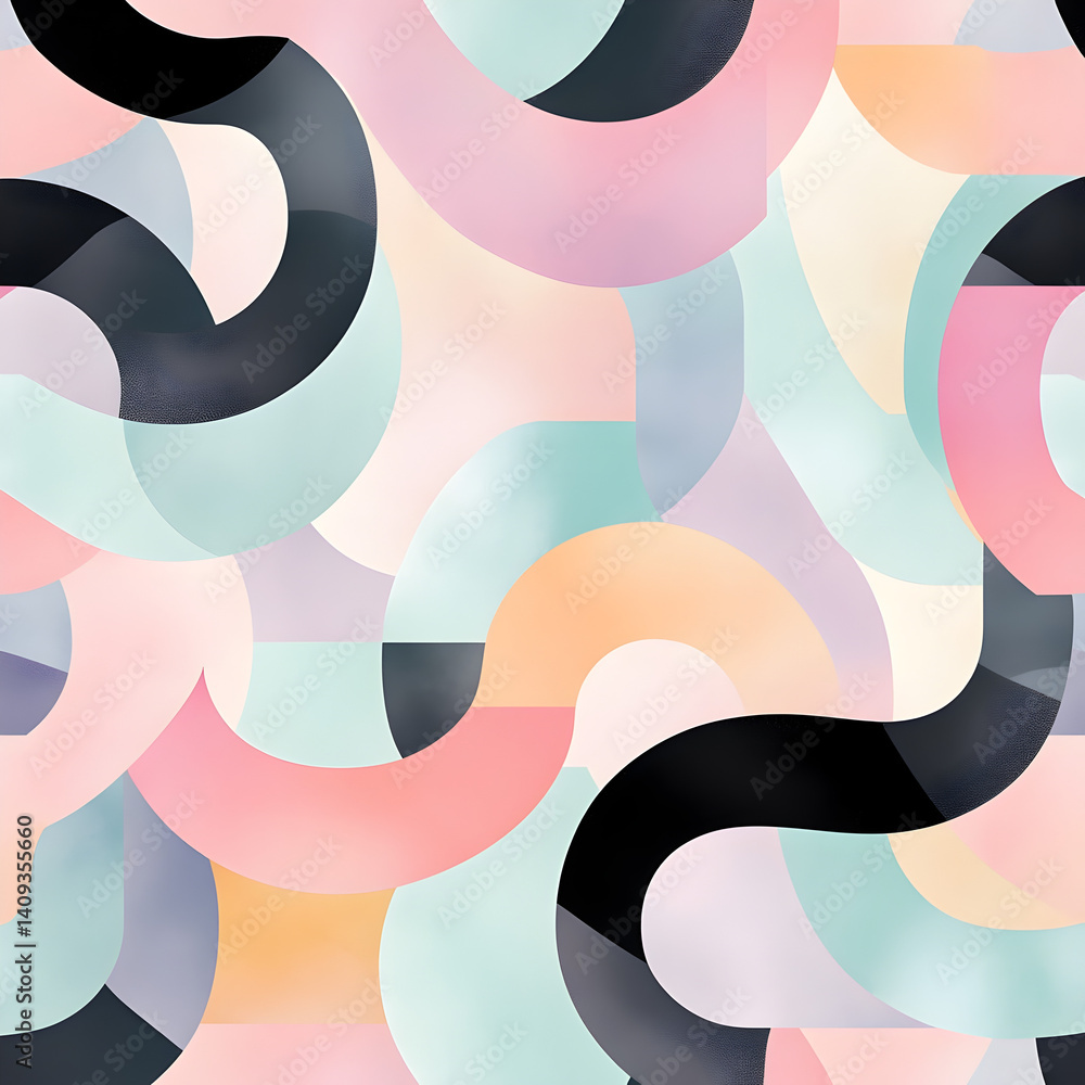 Poster abstract pastel swirls: an abstract artwork featuring a mesmerizing interplay of pastel-colored swir