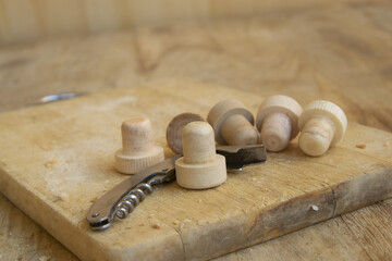 corkscrew with glass and cork  stopper