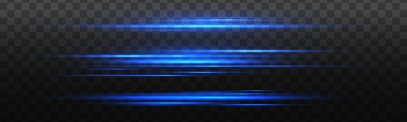 Fototapeta premium Abstract light effect with orange and blue horizontal. Beautiful flash of light and spark. Special effect, speed line. Vector illustration. 