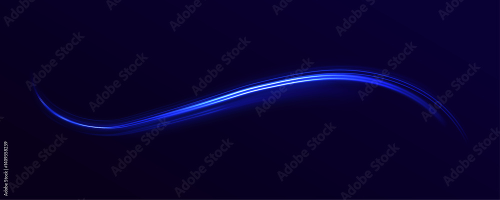 Poster vector speed light trails in red and blue streak dynamically with motion blur. the long exposure eff