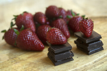 ripe strawberries and chocolate