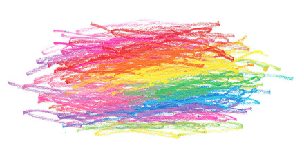 grunge hand drawn rainbow crayon isolated on white transparent background PNG