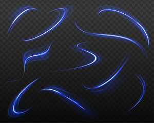 Sparkling blurry trail with imitation of movement and speed. City road car light trails motion background. Supersonic dynamic background.	