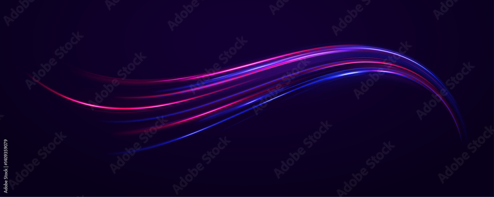 Poster neon rays vector abstract background. futuristic technological style with glowing neon lines and hig