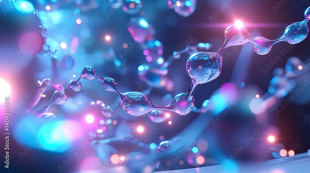 Poster abstract colorful representation of molecular structures and bubbles