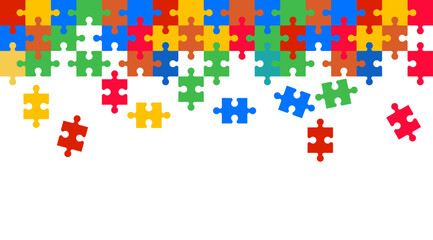 Autism Awareness day Colorful Puzzles Background with copy space