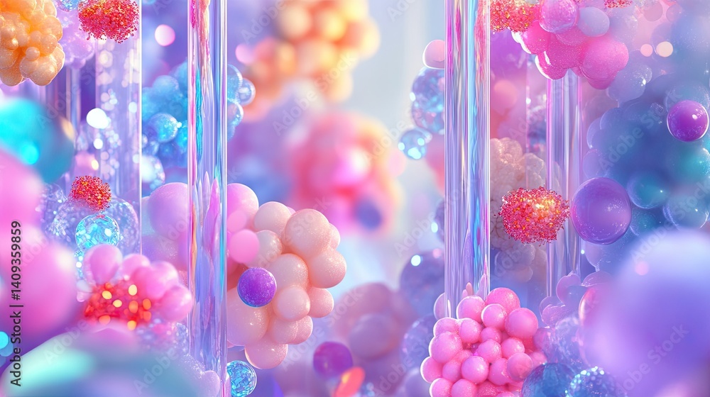 Poster colorful abstract art with soft shapes and dynamic textures