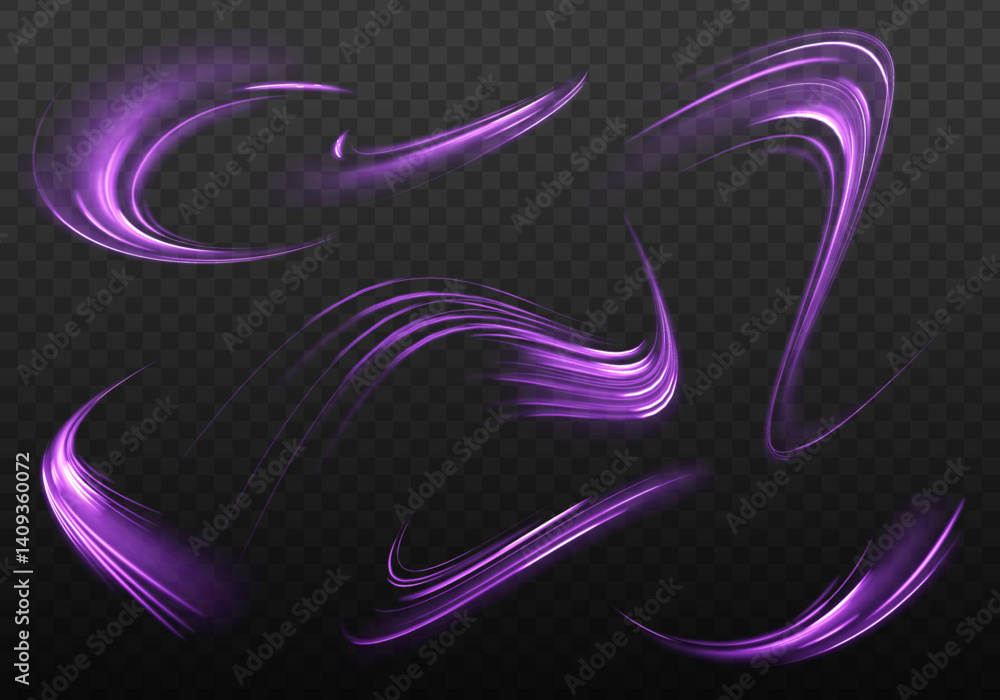 Poster rotating dynamic neon circle. colored shiny sparks of spiral wave. lines in the shape of a comet aga