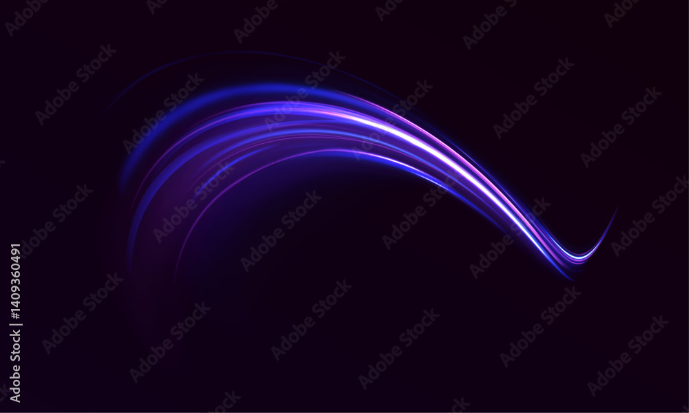 Poster vector speed light trails in red and blue streak dynamically with motion blur. the long exposure eff