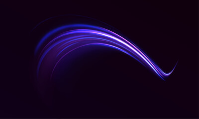 Vector speed light trails in red and blue streak dynamically with motion blur. The long exposure effect adds realistic energy and fast pace. Perfect for night racing or futuristic visuals.