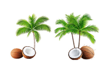 Obraz premium Tropical palm trees with coconuts bundle for island scenery