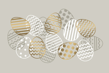 Minimal Easter background with golden eggs. Elegant design. Vector illustration