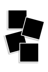 4 Blank square photo frames template with white thin borders & a vertical layout. Used as a printable photo collage or a mock up for album pictures or photographs collection in a classic old style.