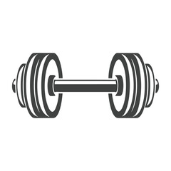 Dumbbell Vector Icon in Black Silhouette Style.