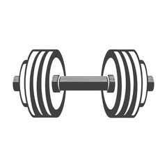 Dumbbell Vector Icon in Black Silhouette Style.